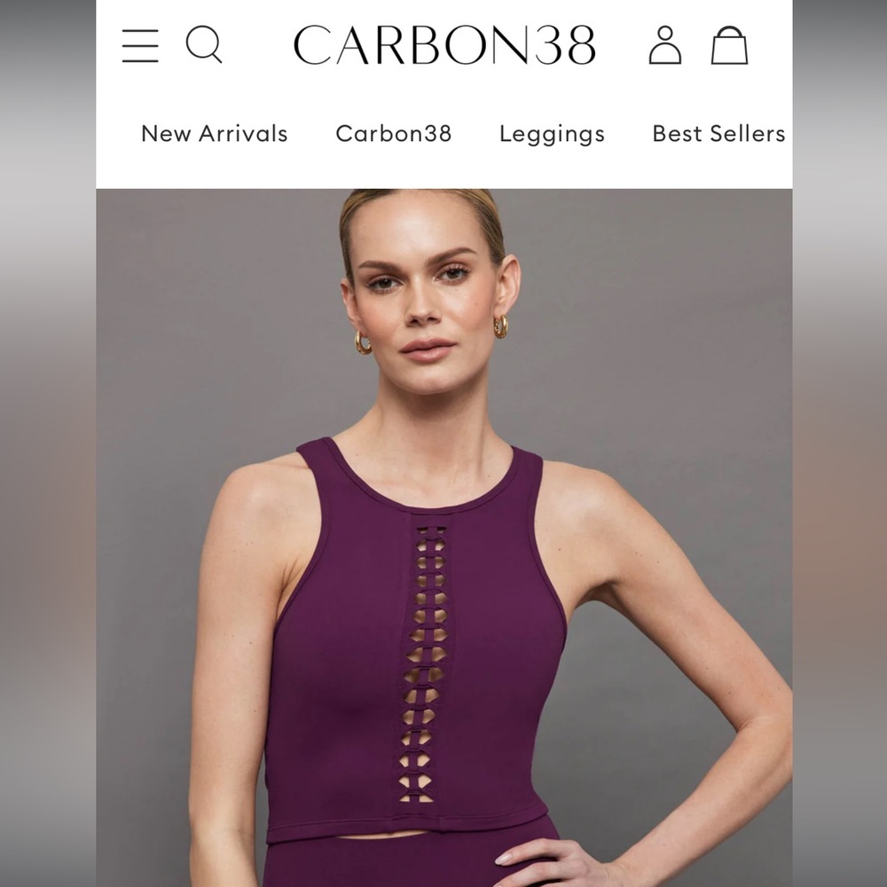 Carbon38 Crochet Tank in Melt Deep Purple Plum workout yoga Top size Small